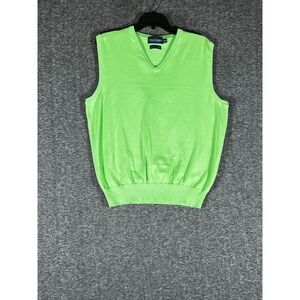 Polo Golf Ralph Lauren Men's V-Neck Sweater Vest Lime Green Pima Cotton Size M